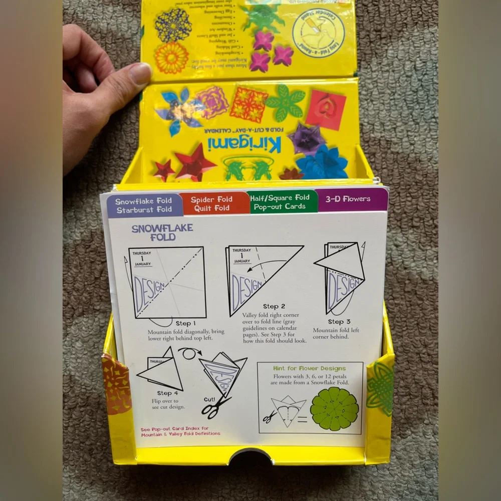 Kirigami fold-a-day cut calendar, 2004, never used, 100+ patterns